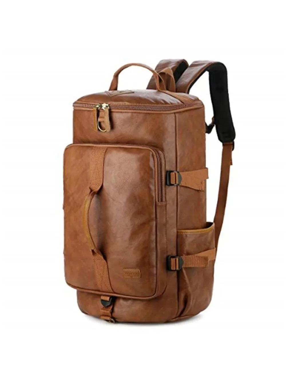 Men's Vegan Leather Weekender Travel Duffel Tote Bag Backpack